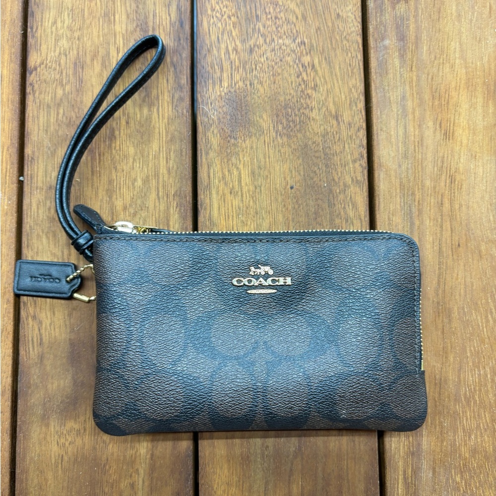 Coach Signature Brown Wristlet